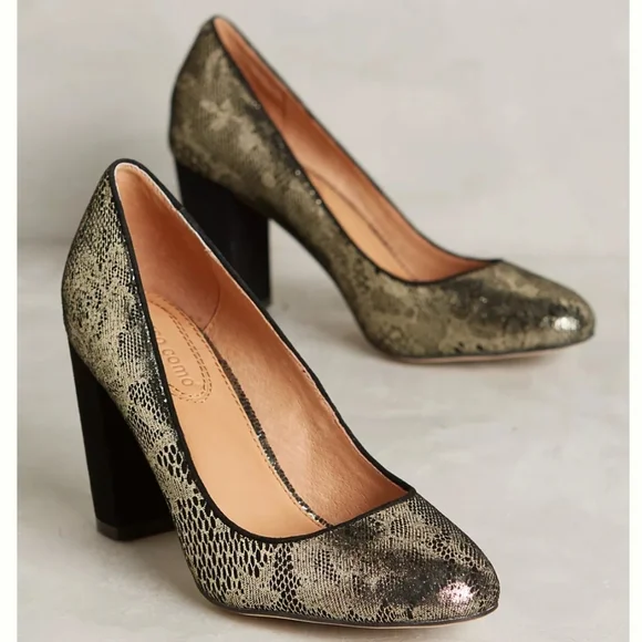 Anthropologie Corso Como Anya Pumps Metallic Lace 7.5 - Picture 14 of 14